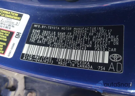 2017 Toyota Corolla Se z USA, uszkodzony, nr VIN 2T1BURHE2HC945549